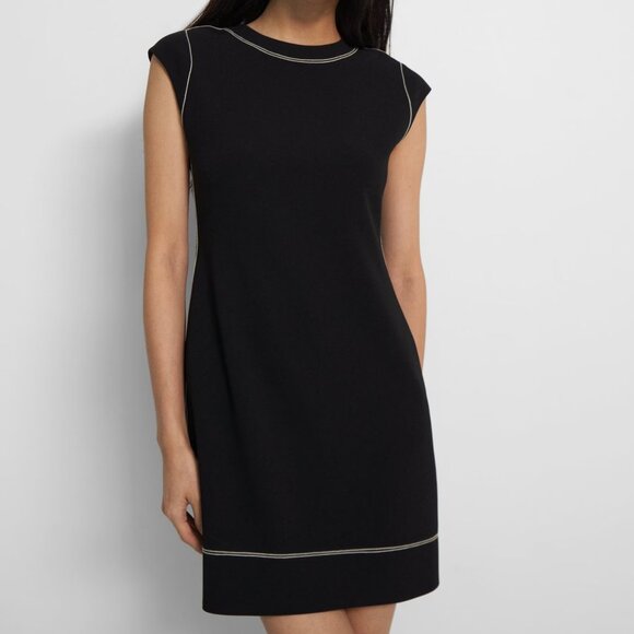 Theory | Embroidered Shift Dress in Admiral Crepe | Size 2 - Picture 1 of 8